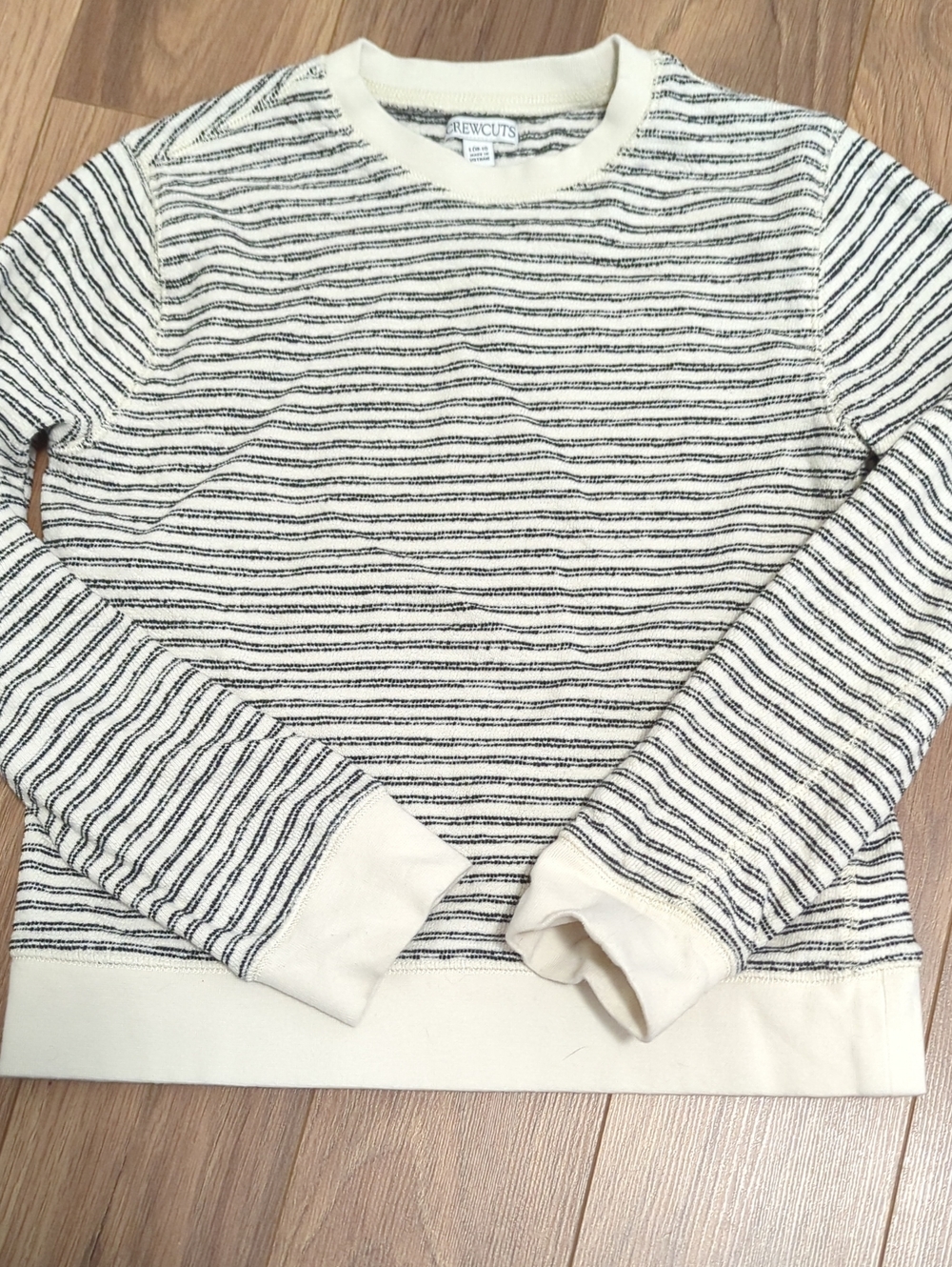 Crewcuts Ivory and Black Striped Crewneck Sweatshirt